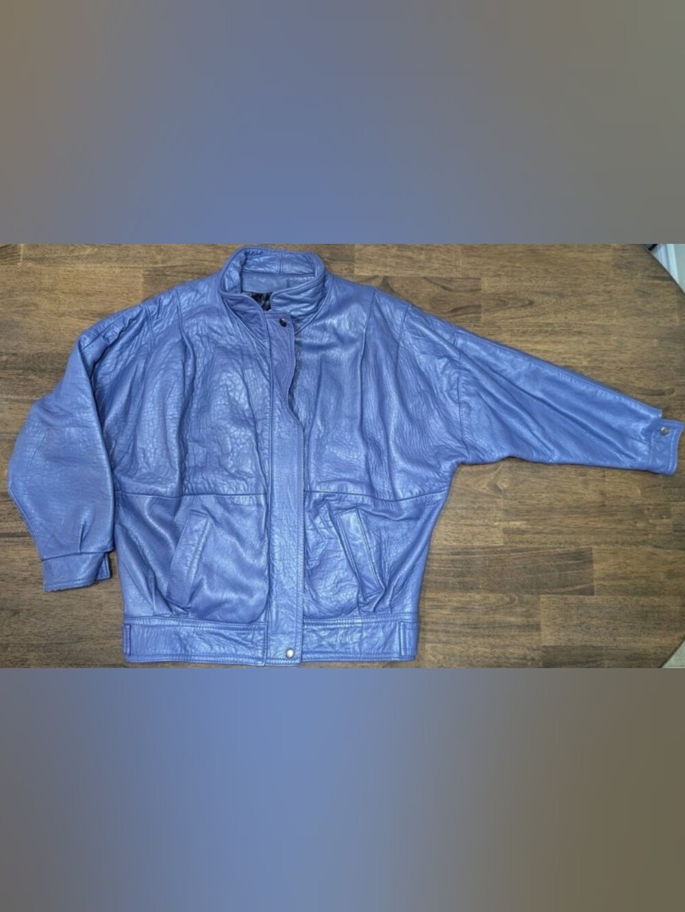 The Old Mill Glen Laine by Bainton Periwinkle, Leather Jacket Bomber Style - M - Picture 2 of 16